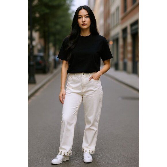 Jones New York Signature Pants - Jones New York Signature Dress Pants Size 4 White Stretch Keyhole Bottom Detail